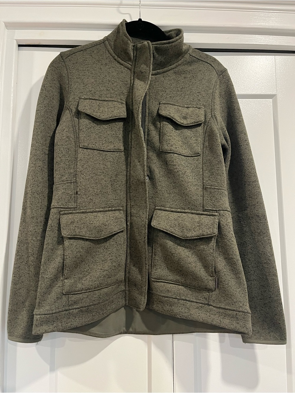 Eddie Bauer Olive Utility Sweater Jacket with Flap Pockets